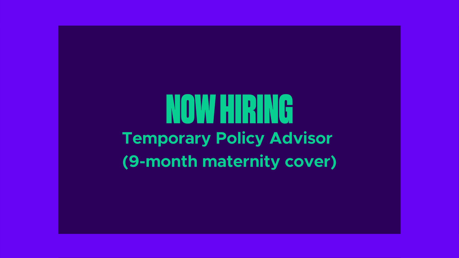 Recruitment Policy Advisor Maternity Leave Cover